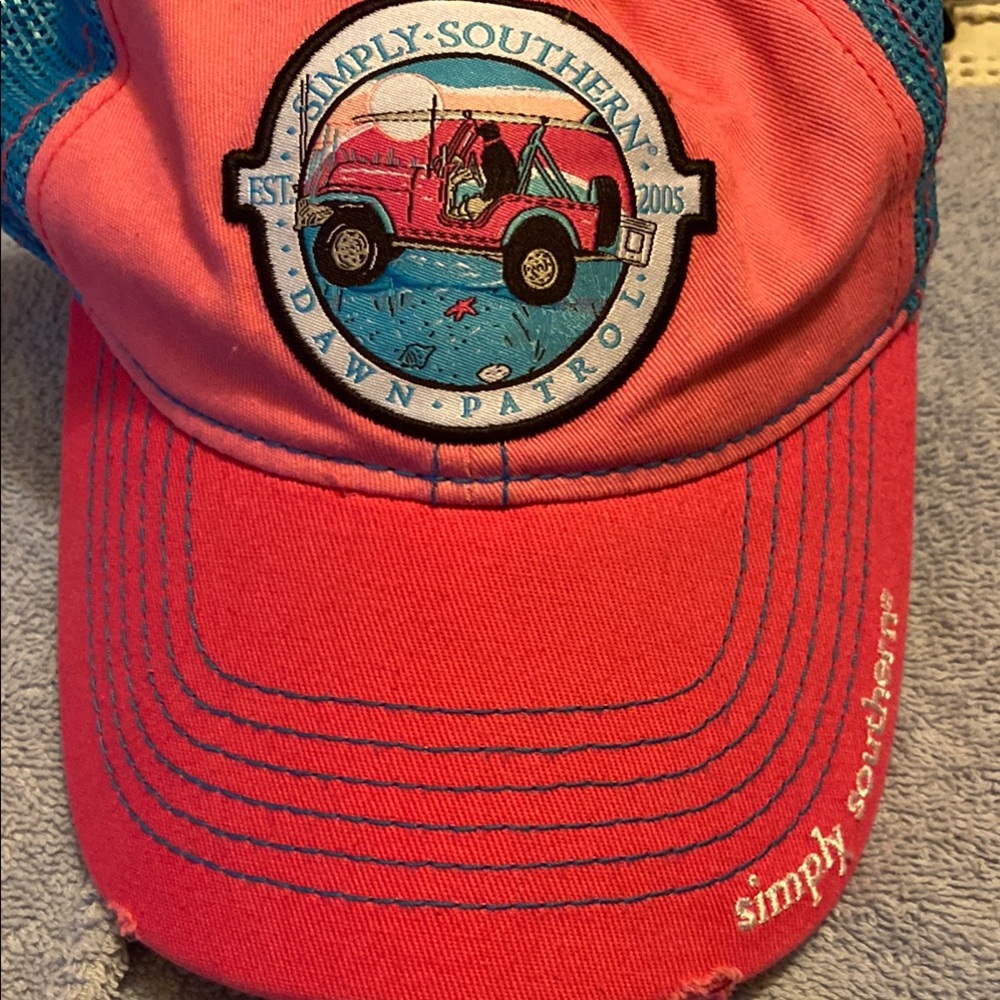 Simply Southern Pink and Blue Cap with Curved Brim and Circular Patch